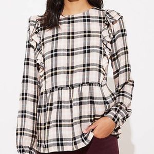 Loft Plaid Peplum Top